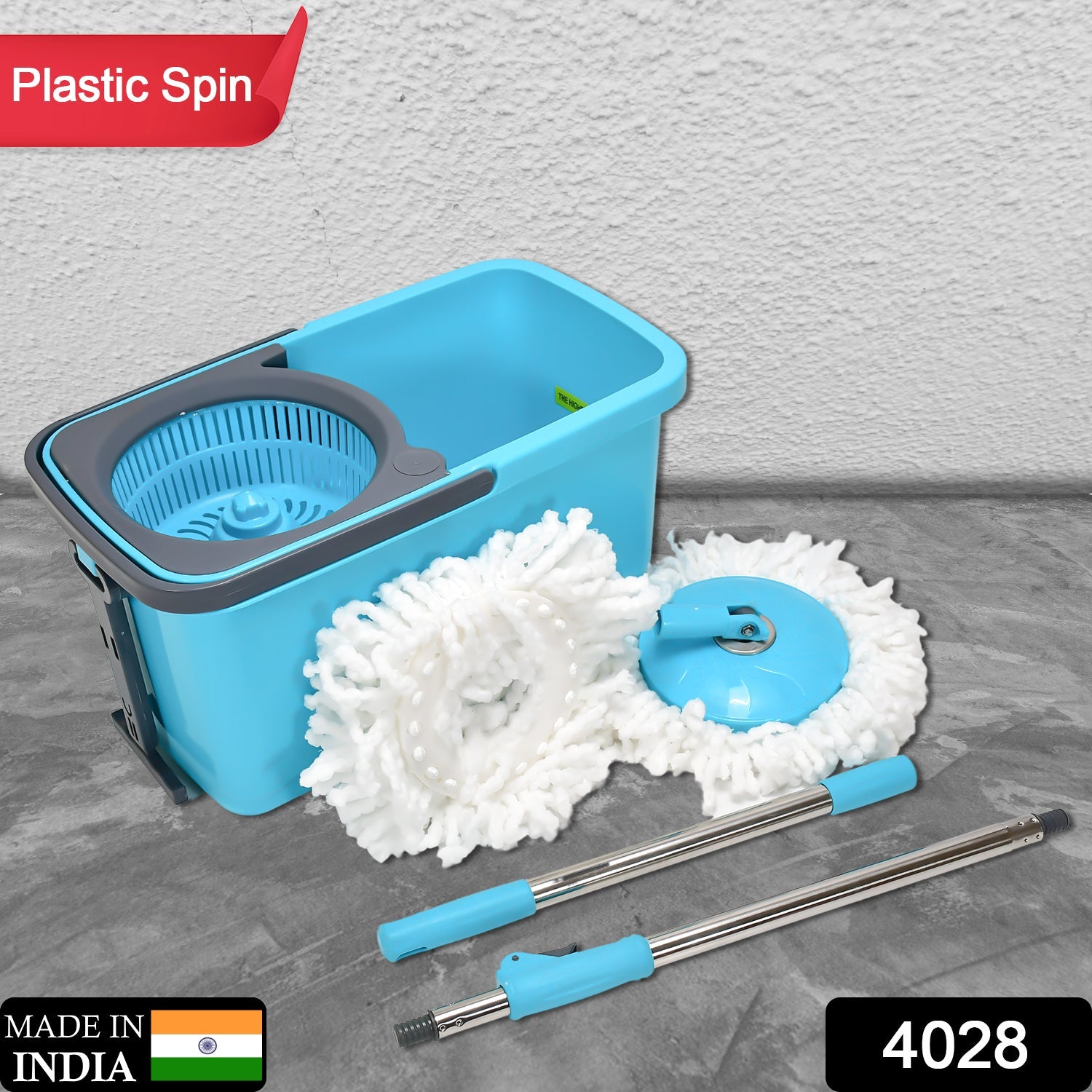 4028 Quick Spin Mop Plastic spin, Bucket Floor Cleaning, Easy Wheels & Big Bucket, Floor Cleaning Mop with Bucket DeoDap 4028 Quick Spin Mop Plastic spin, Bucket Floor Cleaning, Easy Wheels & Big Bucket, Floor Cleaning Mop with Bucket DeoDap